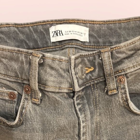 🤍 Zara High-Rise Gray Straight Jeans | Size 4 | 28” Inseam | Soft Washed Gray - Picture 4 of 4